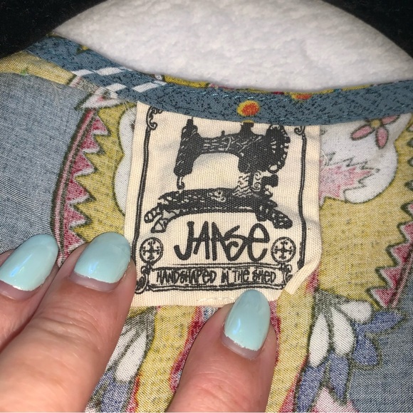 Jaase anthropology Wide‎ Leg Jumpsuit Romper Size Small rayon v neck blue print - Picture 12 of 13